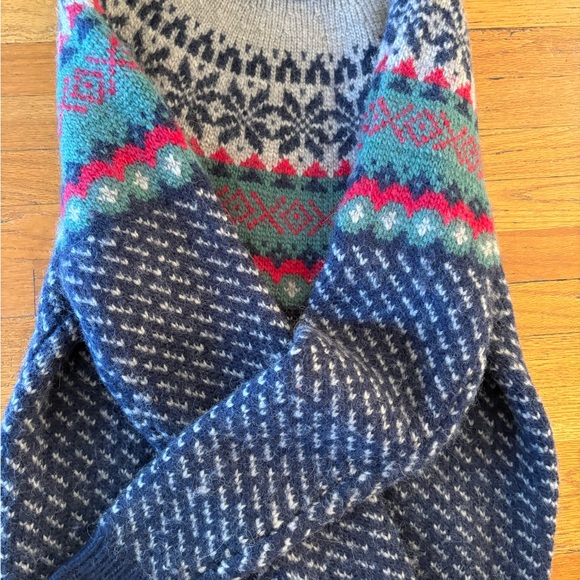 J. Crew Blue and Red Patterned Crewneck Sweater - Picture 3 of 6